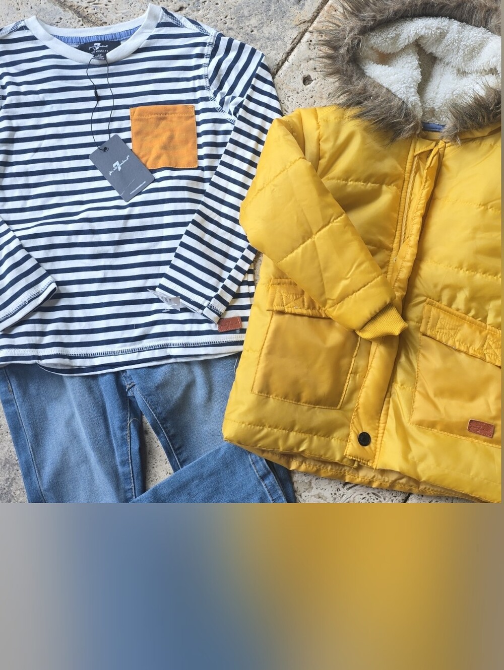 7 For All MANKIND Hooded Puffer Coat in Bright Yellow 4T